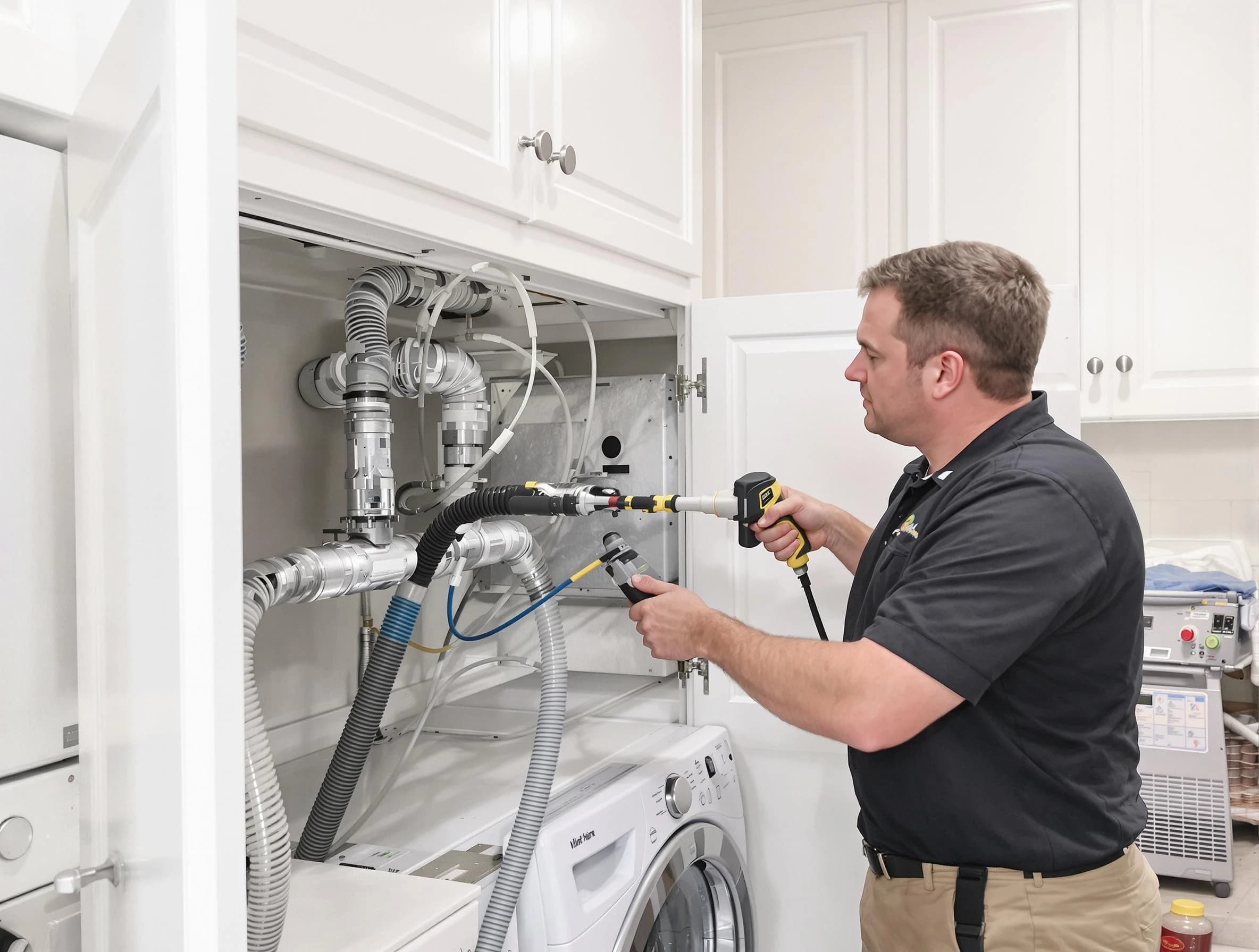 Chelmsford Dryer Vent Cleaning professional removing severe blockage from a clogged dryer vent in Chelmsford