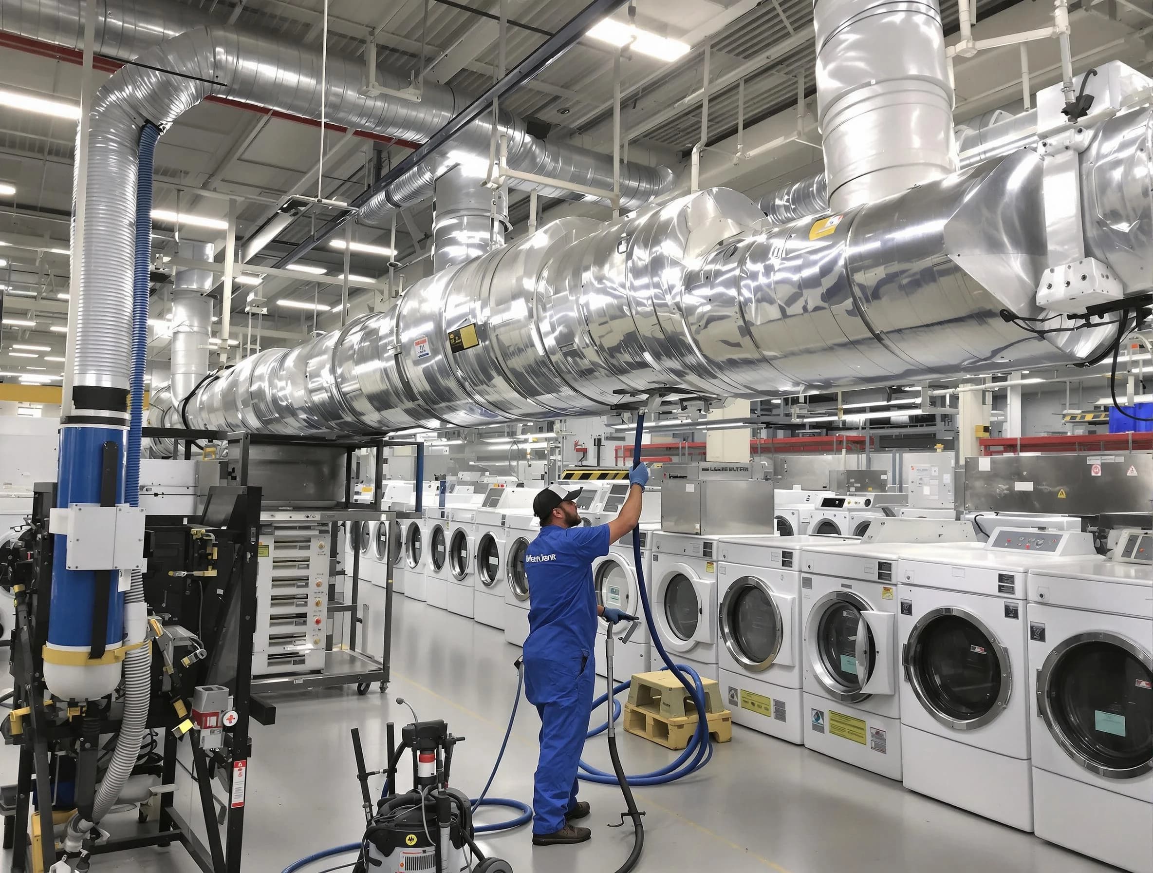 Chelmsford Dryer Vent Cleaning team performing heavy-duty industrial dryer vent cleaning in Chelmsford