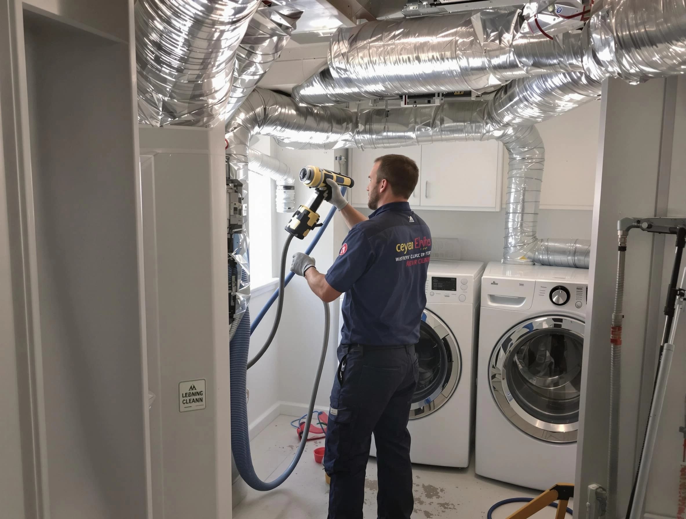 Chelmsford Dryer Vent Cleaning specialist using advanced equipment for thorough duct cleaning in Chelmsford