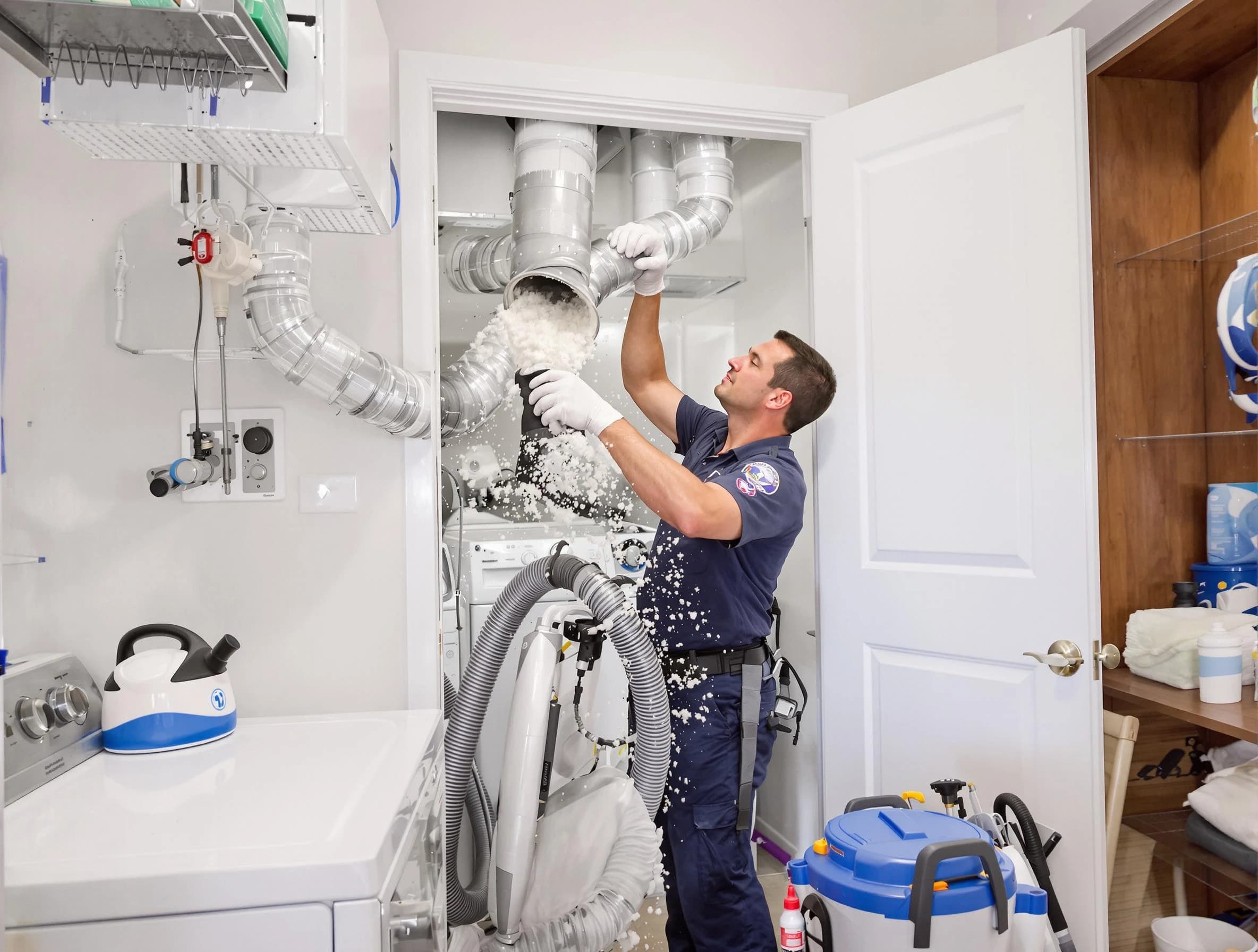 Chelmsford Dryer Vent Cleaning technician delivering thorough residential dryer vent cleaning service in Chelmsford