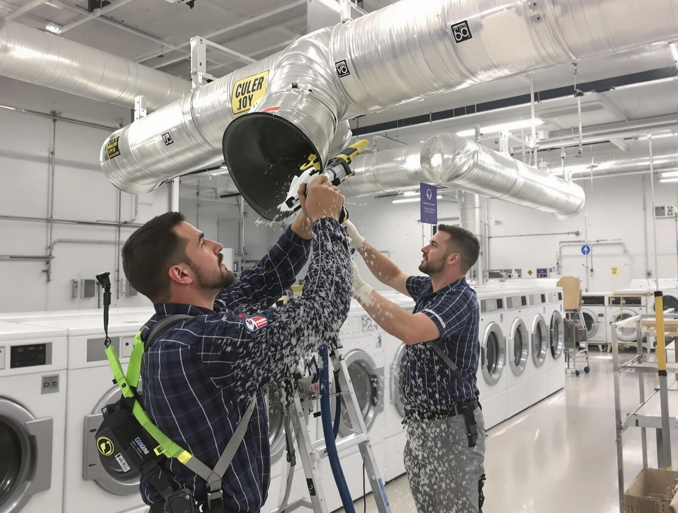 Chelmsford Dryer Vent Cleaning team performing large-scale commercial dryer vent cleaning in Chelmsford